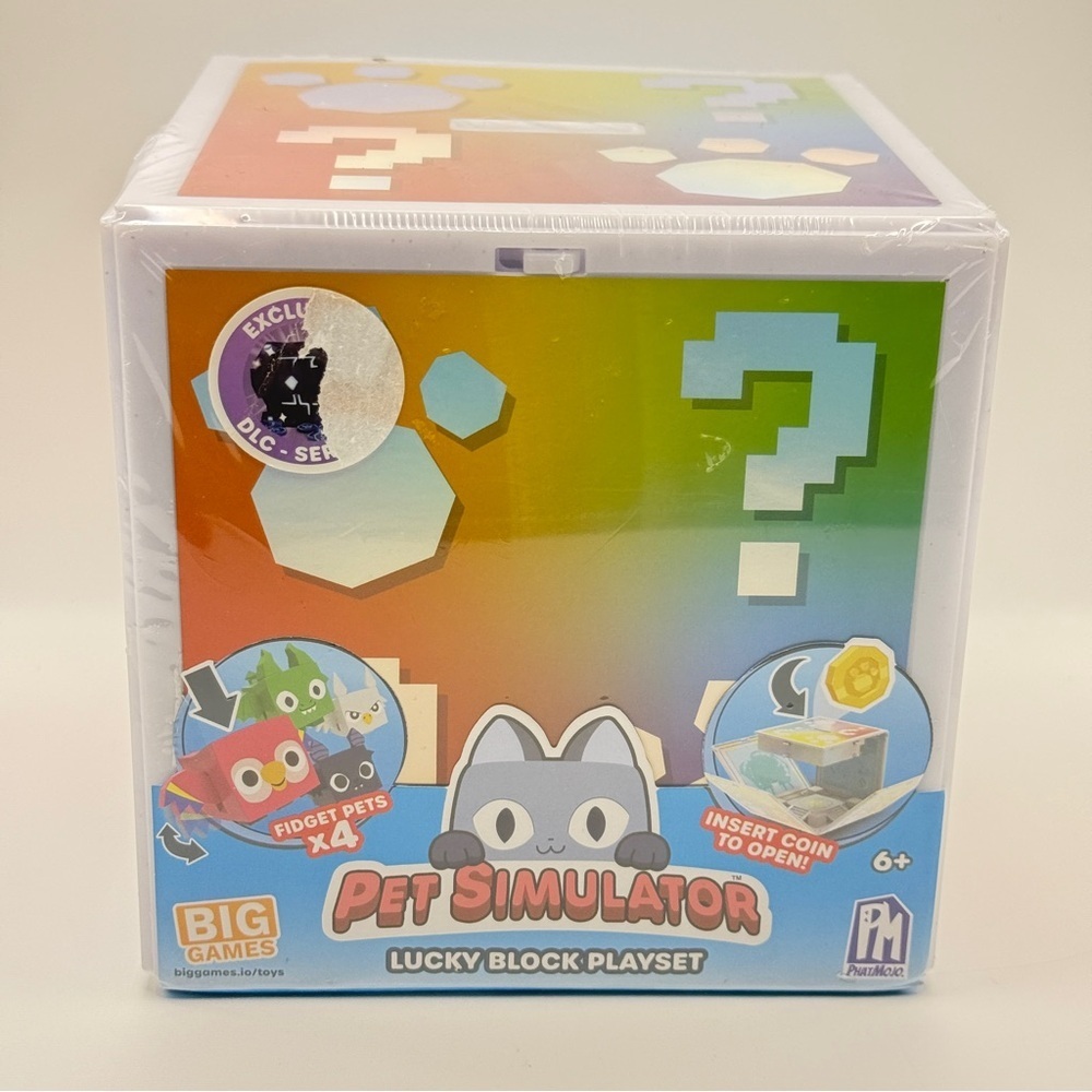 Pet Simulator Lucky Block Playset Interactive Fidget Toy with 4 Pets & Coin